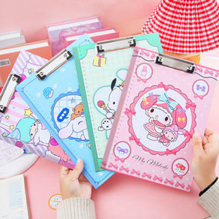 Sanrio A4 คลิปบอร์ด Melody Cinnamoroll ลายการ์ตูน โฟลเดอร์เมนู เครื่องเขียน สําหรับนักเรียน สํานักงาน โรงเรียน