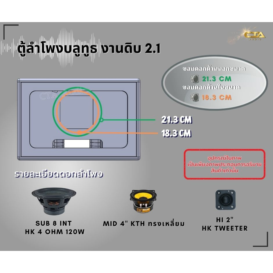 ตู้ทรงไท รุ่น LPA18-BP4-KTH ลำโพงบลูทูธ DIY งานดิบ ซับเบสขนาด 8 นิ้ว เสียงกลาง 4 นิ้ว 2 ดอก สำหรับระบบแอมป์2.1 ราคา ถูกที่สุด ดีลบีเคเค แกลเลอรีภาพที่ 2