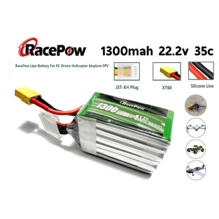 แบตเตอรี่ลิโพ RacePow 1300mah 6เซล 22.2V 35C แบตลิโพ lipo