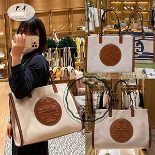 F.A ว่าแท้100% tory burch ELLA TOTE กระเป๋าช้อปปิ้งสำหรับผู้หญิง กระเป๋าสะพาย ถือแท็บเล็ต 13" 87355 88607