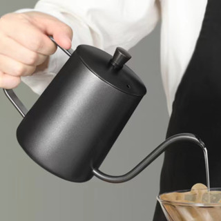 กาดริปกาแฟ พร้อมฝา สีเงิน/สีดำ 600ml/350ml Stainless Pour-over Coffee Drip Pot