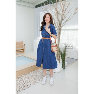 MaxiDress Jeans แม๊กซี่เดรสยีนคอปกแต่งกระดุมหน้า งานสวยน่ารักมากๆคะ งานมาพร้อมกับเข็มขัดเข้าชุดกันสุดๆนะคะ แม๊ทกับรองเท้