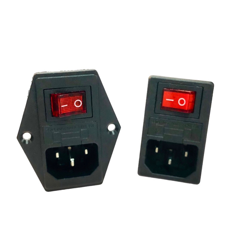 ปลั๊ก AC ตัวผู้ แบบ 3ขา มีสวิทช์ไฟON OFF 4ขา มีช่องฟิวส์ขนาด 20mm 15A-250VAC แบบมีปีกยึดและไม่มีปีก 