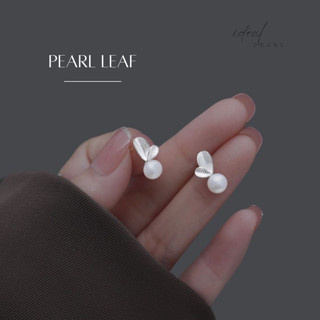 iDEAL✨ตุ้มหูมุก Pearl Leaf ต่างหูมุกธรรมชาติ แท้ 100% เม็ตใหญ่ ตุ้มหูเงินแท้ ไม่แพ้ ต่างหูมุกเกาหลี ตุ้มหูมุกแท้ ตุ้มหู