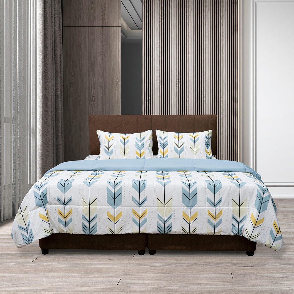 Picasso ชุดเครื่องนอน รุ่น Smile ลาย Cairo สีกรีนมินต์-เหลือง เนื้อผ้าไมโครซาติน ทอ 300 เส้น/ตร.ซม.