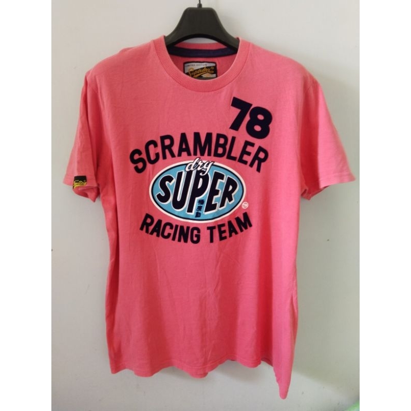 เสื้อ superdry สีชมพู size XXL มือสอง อก 46 นิ้ว