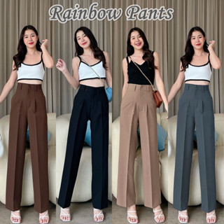 กางเกงเอวสูง กางเกงขากระบอกกลาง👗 รุ่นตะขอหน้า👖 ป้าย Rainbow Shop 💕(A)