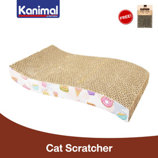 [CS-1008] Kanimal Cat Toy ของเล่นแมว ที่ลับเล็บแมว คลื่นกระดานบาง Size S ขนาด 38x21x2.3 ซม. ฟรี! Catnip กัญชาแมว