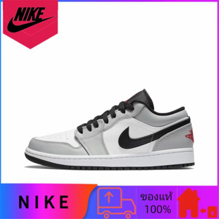 ของแท้ 100% Jordan Air Jordan 1 low "light smoke grey" รองเท้าบาสเก็ตบอลลำลองพื้นต่ำกันลื่นสีเทา