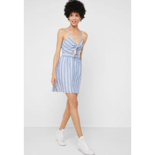 เดรส Forever 21 Follow Brand Front Knot Striped Dress