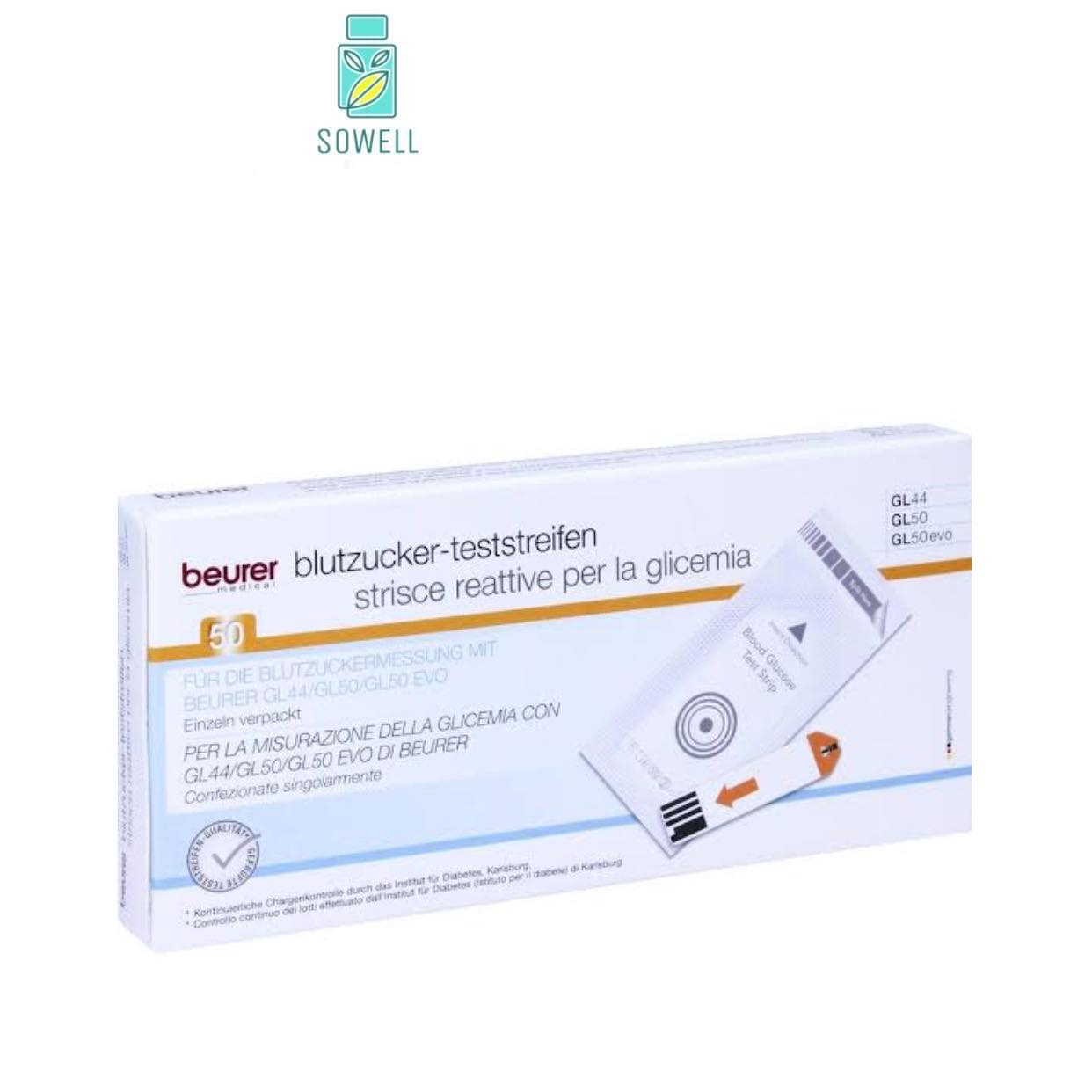 BEURER แถบวัดระดับน้ำตาลในเลือด สำหรับเครื่องวัดน้ำตาล Beurer Gl44