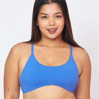 [Peaches active] Soft flex Curved Bra (Cobalt) - สปอร์ตบราสีน้ำเงินสด / ชุดชั้นในออกกำลังกาย บราไขว้หลัง