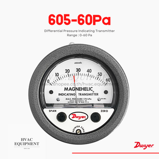 605-60Pa "Dwyer" Magnehelic Differential Pressure Indicating Transmitter, Range 0-60 PA