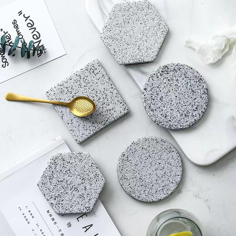 OurHome [ที่รองแก้วเซรามิก] ceramic coaster จานรองแก้วหินแกรนิต ที่รองแก้วเซรามิกสร้างสรรค์ แผ่นรองจานตะวันตก