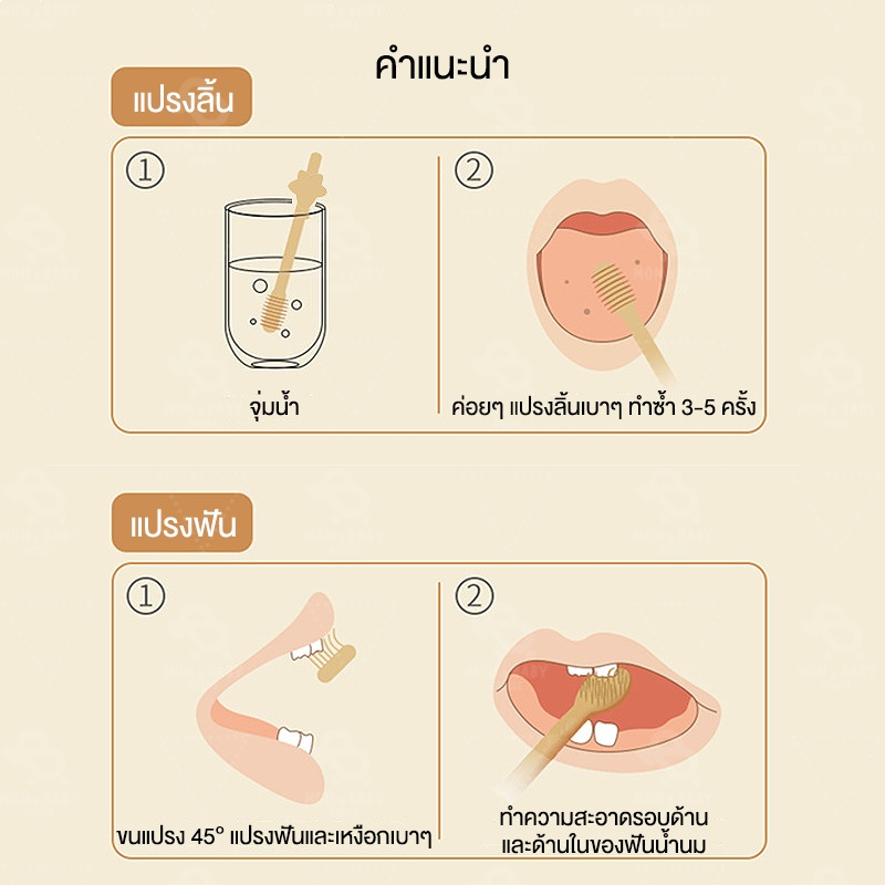 ชุด 2 ชิ้น แปรงลิ้น แปรงลิ้นเด็ก แปรงเหงือกเด็ก ซิลิโคน ทําความสะอาดลิ้น 0-18 เดือน - รูปที่ 7