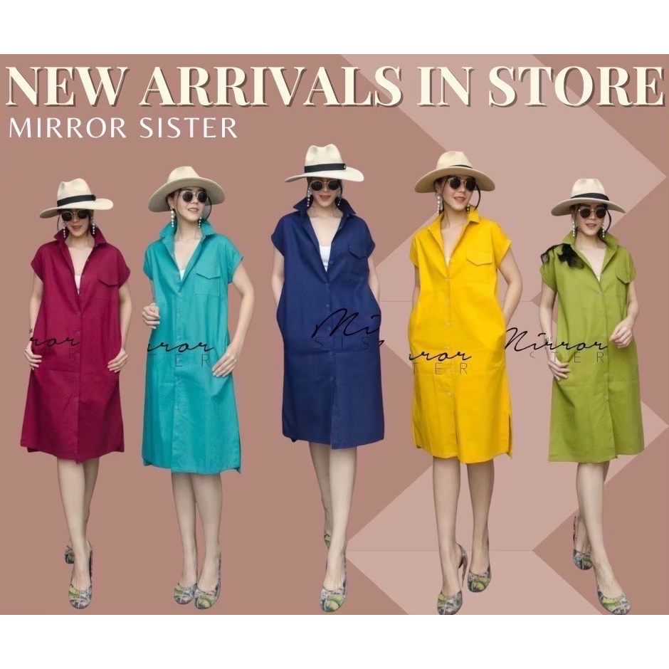 🔖Mirrorsister 31121.5 เดรสเชิ้ตแขนสั้นกระดุมผ่าหน้ายาว ปลายผ่านิดๆ หน้าสั้นกว่าหลังหน่อยๆ ใส่ได้บ่อยแน่นอน
