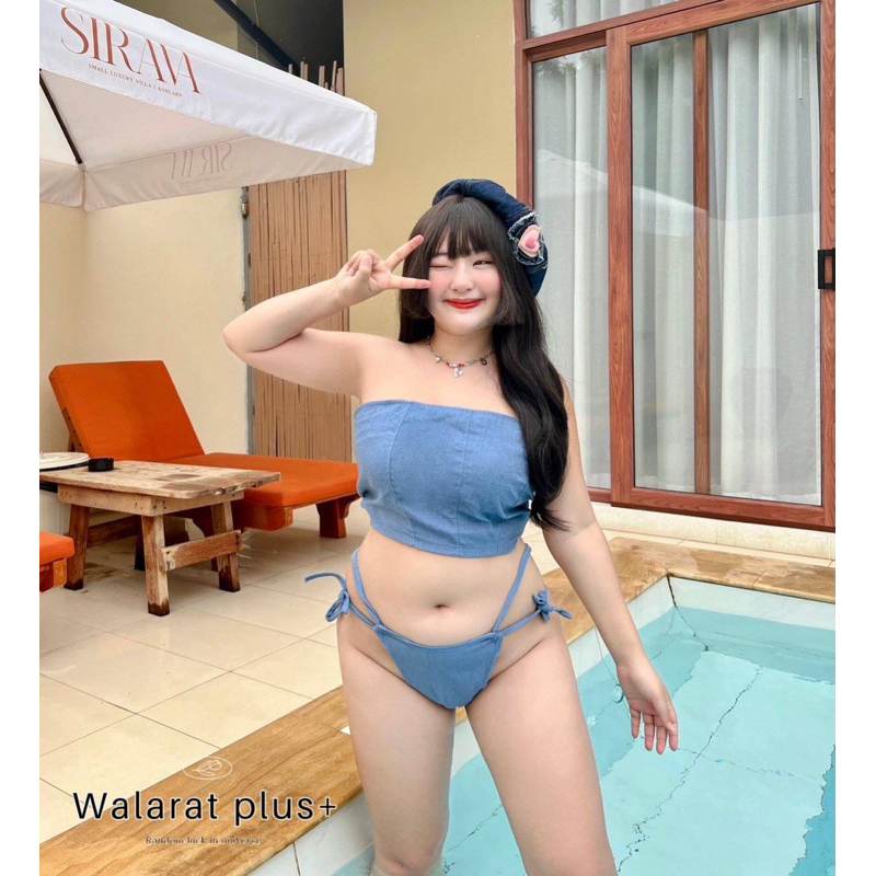 .(อก38-52) ชุดเซ็ตสาวอวบ บิกินี่ ไซส์ใหญ่ 2ชิ้น ผ้ายีนส์ สวยเก๋ไม่ซ้ำใคร #Bi010