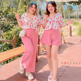 ชุดสาวอวบ 2 ชิ้น เนื้อผ้าดี ลายทิวลิป กางเกงสีพื้น เอว30-38นิ้ว🌷🌷
