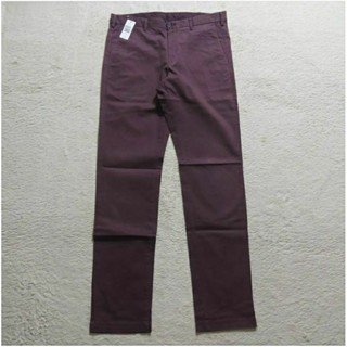 🌈Uniqlo Chino Pants (Slim fit)🌈Size 33-34(82cm)✅สีน้ำตาลอมแดง สภาพใหม่กริ๊บ100% ไม่มีตำหนิ