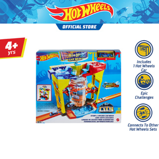 Hot Wheels City Stunt &amp; Splash Car Wash Playset ฮอตวีลซิตี้ ชุดรางจำลองที่ล้างรถแบบสตันต์แอนด์สแปลช (GRW37 CH)