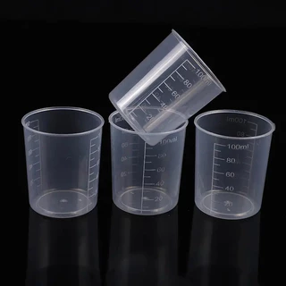 ถ้วยตวงพร้อมฝาปิด 2 ขนาด (50 ml / 100 ml) แก้วพลาสติกมีฝา - แพ็ค 12 ชิ้น