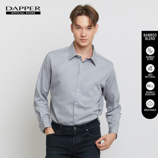 DAPPER เสื้อเชิ้ตแขนยาว BAMBOO BLEND ลายทาง Diagonal Stripe สีเทา (BSLA1/111RB)