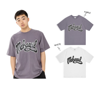 ALAND เสื้อยืด MAHAGRID CURVED LOGO TEE Purple, White S, M, L, XL