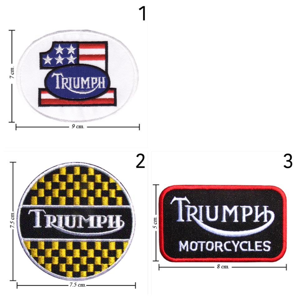 อาร์มปัก TRIUMPH MOTORCYCLES ตัวรีดติดเสื้อ อาร์มปักไทรอัมพ์ มอเตอร์ไซเคิลส์ อาร์มรีดติดเสื้อ อาร์มโลโก้รถยนต์