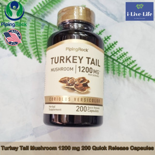 PipingRock - Turkey Tail Mushroom 1200 mg 200 Quick Release Capsules  อาหารเสริม เห็ดหางไก่งวง