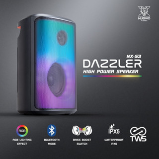 ลำโพงบลูทูธ DAZZLER VIBRANT NUBWO NX- S3 ไฟ RGB กันน้ำได้ในระดับนึง  เบสแน่น คมชัด ปรับไฟได้ 6 โหมด