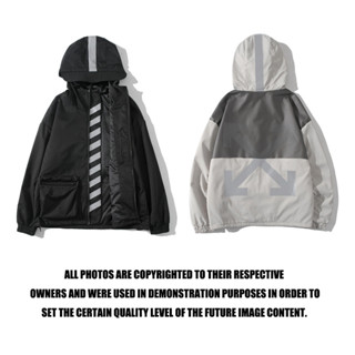 สะท้อนแสง Off White arrow 3M reflective windbreaker hoodie