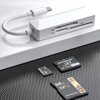 XD Card ย้ายรูปเข้ามือถือ IP / USB-C to XD / SD / TF Card Camera Reader 3 in 1 OTG photo Micro Video MicroSD Adapter USB