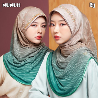 NUNUH OMBRE Series ฮีญาบมุสลิมแบบสำเร็จประดับมุกคริสตัล NC ทรงฟองน้ำตาราง(FN-N)