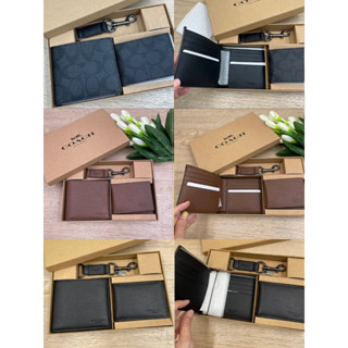 กระเป๋าสตางค์ ชาย COACH Boxed 3 In 1 Wallet Gift Set In Colorblock Signature Canvas