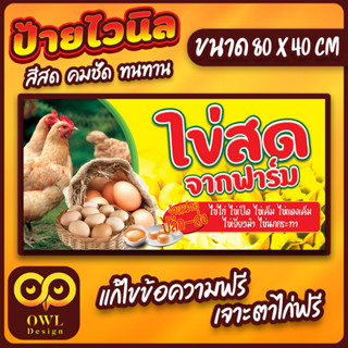 OWL-017 ป้ายไวนิลไข่ไก่สด ป้ายไข่ไก่ ไข่ไก่สดจากฟาร์ม OWLDesign