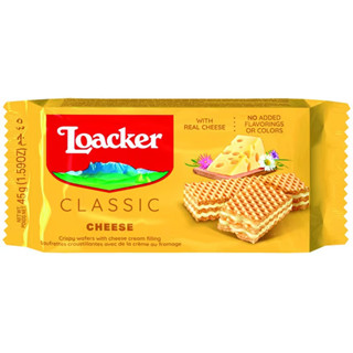 เวเฟอร์สอดไส้ครีมนำเข้า ล็อคเกอร์ Loacker Quadratini Classic CHEESE 45 กรัม
