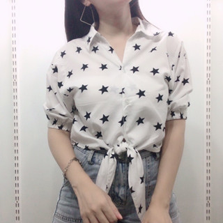 เสื้อมือสอง ผูกเอว ลายดาว