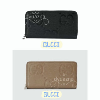 💯  [ใหม่] 100% แบรนด์ใหม่และของแท้ GUCCI GG โลโก้ขนาดใหญ่ซิปกระเป๋าสตางค์ยาว