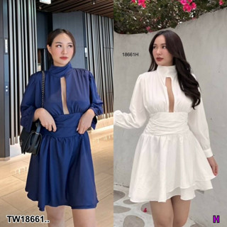 TT18661 เดรสแขนยาว แหวกอก กระโปรงบาน ..	Long sleeve dress, split chest, flared skirt..