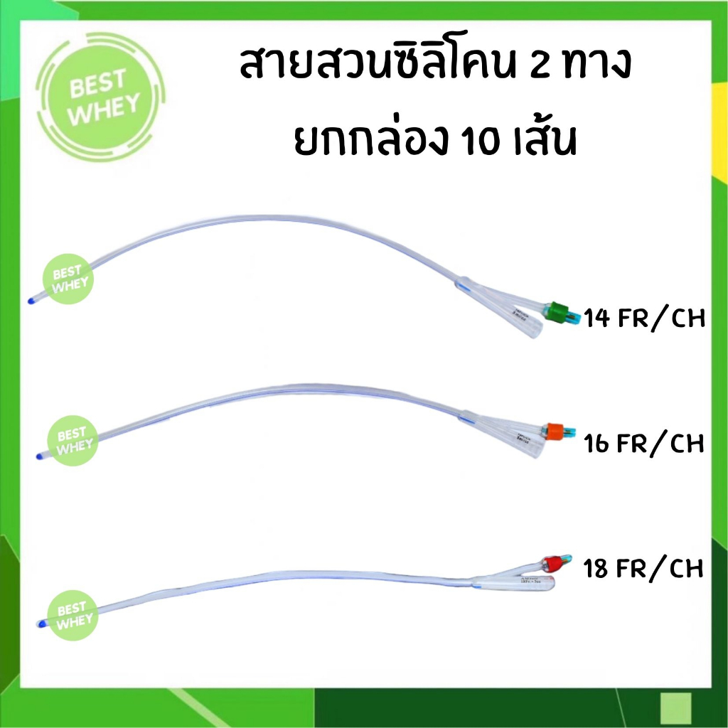 (ยกกล่อง) Silicone Foley 2 ways สายสวนปัสสาวะ ซิลิโคน 2 ทาง วัสดุทำจากซิลิโคน สายปัสสาวะ แบบสวนคา มี