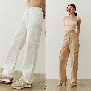 July7.th - JLJ226 Straight High Waist Cargo Jeans - กางเกงยีนส์คาร์โก้เอวสูง