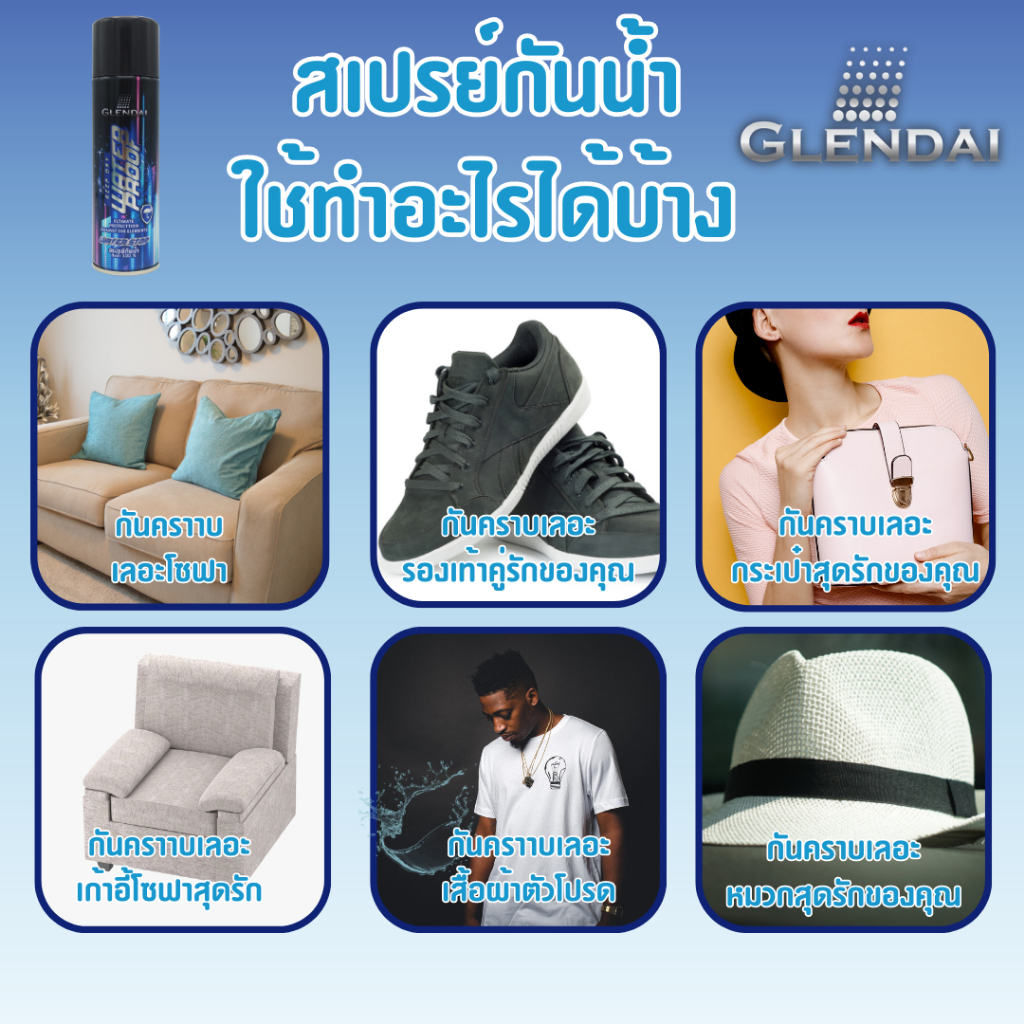 GLENDAI สเปรย์กันน้ำ กันเปื้อน กันคราบฝังลึก 200 ml.