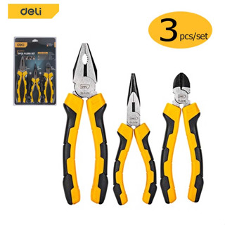 คีมปากแหลม ชุดคีม 3 ตัว คีมปากเฉียง คีมช่าง​ Pliers Set 3ชิ้น คีมปากแหลม คีมตัดข้าง คีมปากเฉียง งานจับ ตัด งอ โค้ง encor