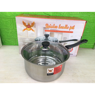 STAINLESS HANDLE POT TL-824 หม้อต้มอุ่นอาหารมีฝาปิด พร้อมหุจับ TAILONG ขนาด 24 cm หูจับพลาสติก 18 cm รุ่น TL-824(เงิน)