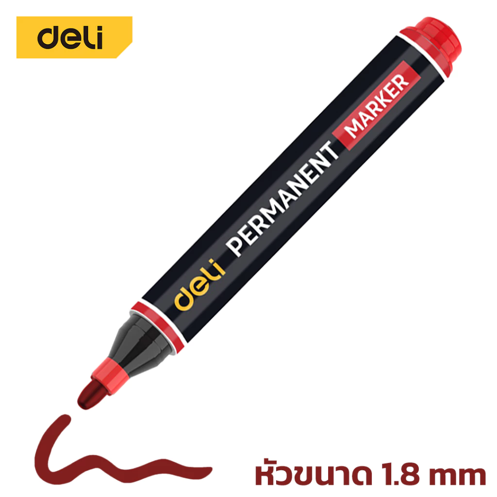 Deli ปากกาเคมี 1.8 มม ปากกามาร์คเกอร์ ปากกาเขียนถุงพลาสติก มาร์คเกอร์ แห้งเร็ว กันน้ำ อุปกรณ์สำนักงาน Permanent Marker thumbnail 3
