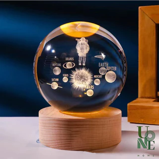 UoneHome พร้อมส่ง ♥ H121 โคมไฟคริสตัลอวกาศ ดาวเคราะห์เรืองแสง พร้อมกล่องสวยงาม โคมไฟแต่งห้องมินิมอล โคมไฟตั้งโต๊ะของขวัญ