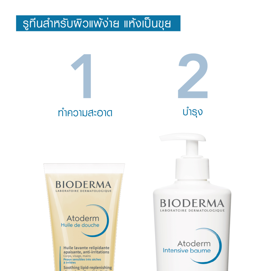 [EXP 31/08/2026] Bioderma Atoderm Huile de douch 100 ml ออยล์อาบน้ำสูตรฟื้นบำรุงผิวแห้งมาก สำหรับผิวแห้งมาก ระคาย