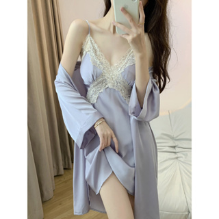 ชุดนอนลูกไม้ ผ้าเรยอน แบบบาง พิมพ์ลายลูกไม้ ระดับไฮเอนด์ แฟช…