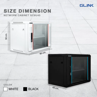 Glink Network Cabinet ตู้ Rack GC9U 45CM ขนาด60x45x50 CM (ลึก 45cm) สำหรับกล้องวงจรปิด ฮับสวิตซ์