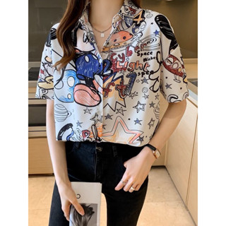 เสื้อเชิร์ตแขนสั้นลายการ์ตูน